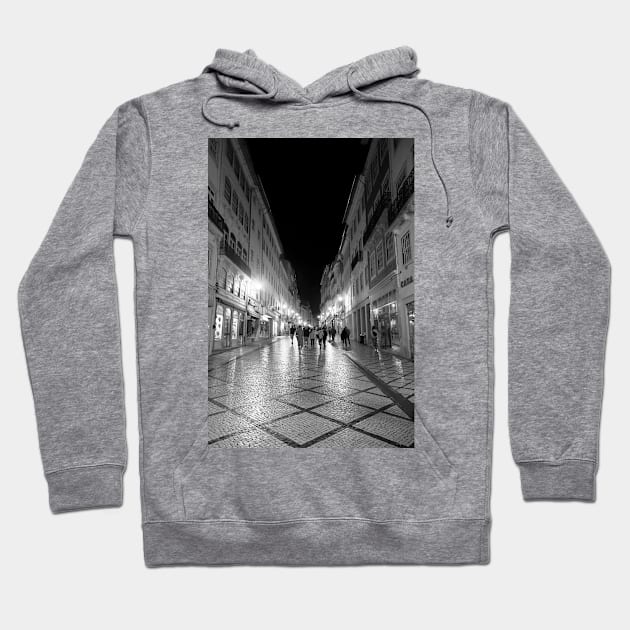 Strolling in Coimbra at Night - BW Hoodie by BrianPShaw